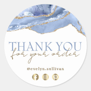 Elegant cornflower blue agate thank you sticker