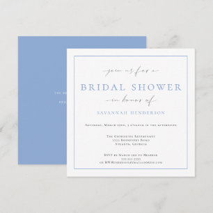 Elegant Cornflower Blue Bridal Shower Classic Invitation