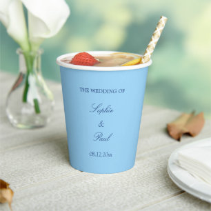 Elegant Cornflower Blue Wedding Paper Cups
