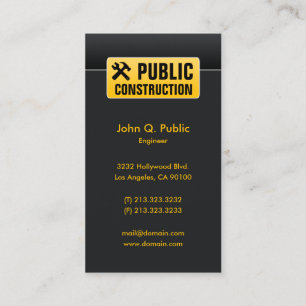 Elegant Corporate Black Construction Home Builders Business Card