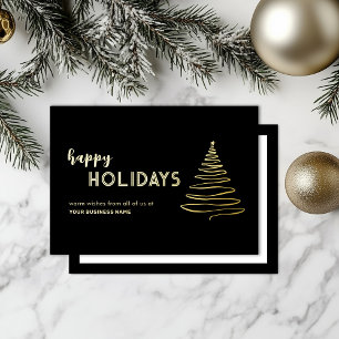 Elegant Corporate Black Gold Foil Holiday Card
