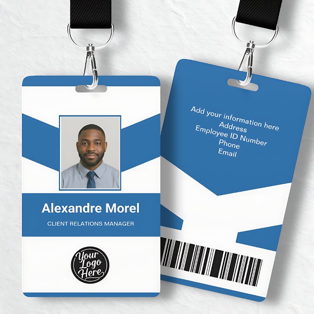 Elegant Corporate Blue Stripes Employee ID Badge (Elegant Corporate Blue Stripes Employee ID Badge)