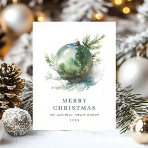 Elegant Corporate Christmas Ornament Holiday Postcard