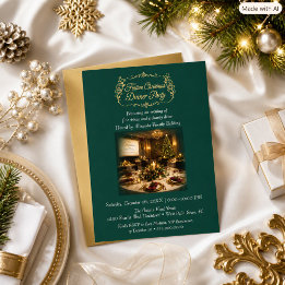 Elegant Corporate Christmas Party Green Invitation