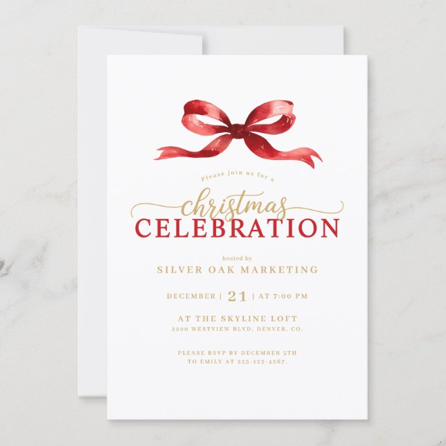Elegant Corporate Christmas Party Invitation (Front)