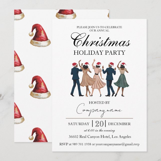 Elegant Corporate Christmas Party Retro Dance Invitation (Front/Back)