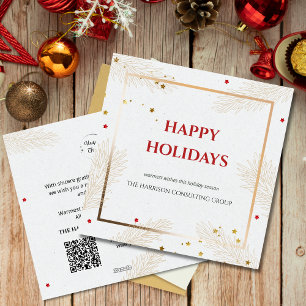 Elegant Corporate custom Logo QR Code Christmas Holiday Card