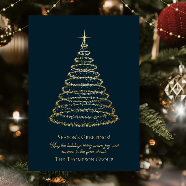 Elegant Corporate Gold Christmas Tree Holiday Card (Elegant Corporate Gold Christmas Tree Holiday Card)