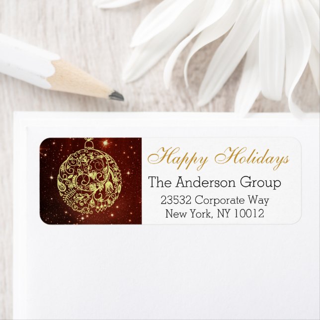 Elegant Corporate Happy Holidays Gold Ornament (Insitu)