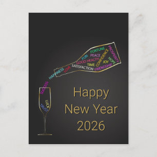 Elegant Corporate New Year 2026 Motivation Bottle Holiday Postcard