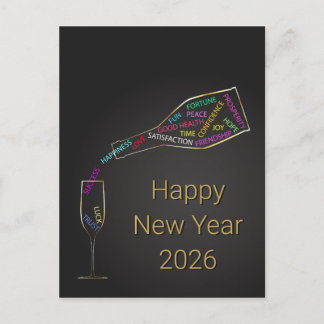 Elegant Corporate New Year 2026 Motivation Bottle  Holiday Postcard