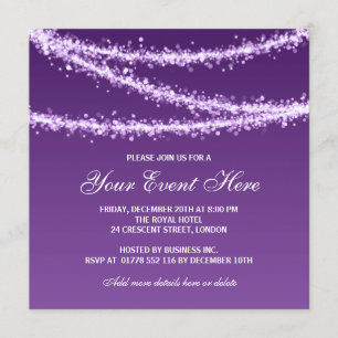 Elegant Corporate Party String Lights Purple Invitation