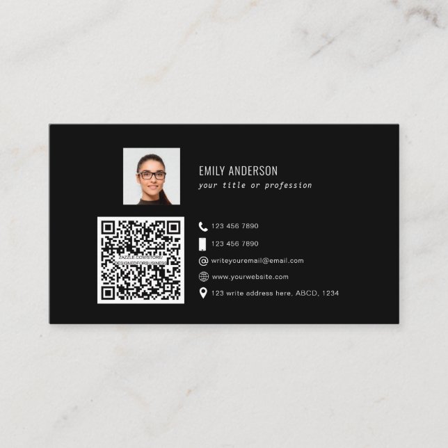 Elegant Corporate QR code photo social media logo  Business Card (Front)