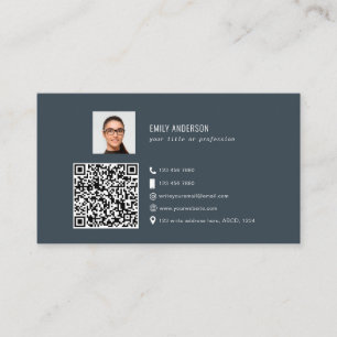 Elegant Corporate QR code photo social media logo Business Card