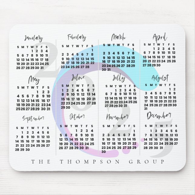 Elegant Corporate Year 2025 Calendar Company Logo Mouse Mat (Front)