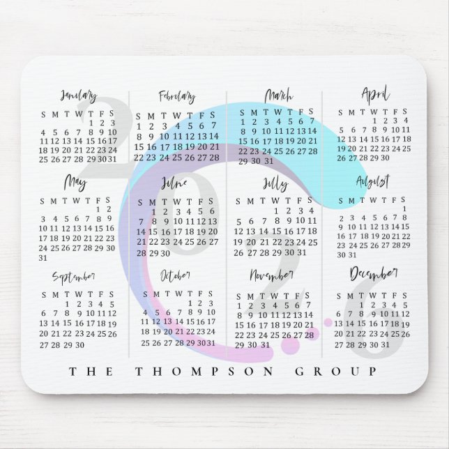 Elegant Corporate Year 2025 Calendar Company Logo Mouse Mat (Front)