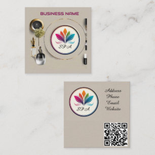 Elegant Cosmetic Arrangement Display Square Business Card