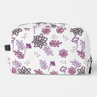 Elegant cosmetic bag with a mauve floral pattern