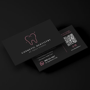 Elegant Cosmetic Dentist Dental Clinic Pink Black  Business Card