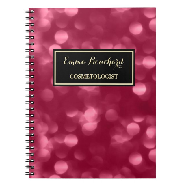 Elegant Cosmetologist Glamourous Pink Luxe Bokeh Notebook (Front)