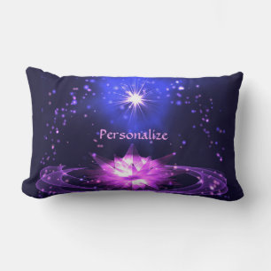 Elegant Cosmic Zen Purple Crystal Lotus Flower Lumbar Cushion