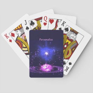 Elegant Cosmic Zen Purple Crystal Lotus Flower Playing Cards