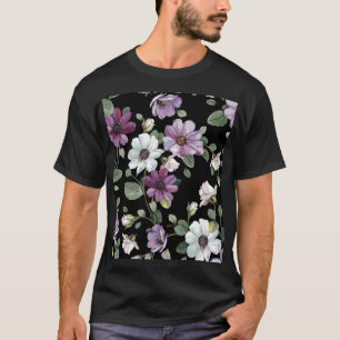 Elegant Cosmos Flowers: Watercolor Seamless. T-Shirt