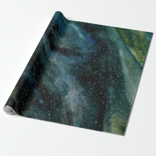Elegant Cosmos Galaxy Watercolor Fine Art  Wrapping Paper (Unrolled)
