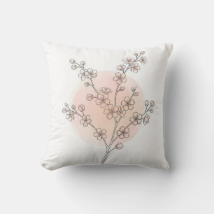 Elegant Cosmos Wildflower Dusty Sage Green Pillow