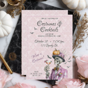 Elegant Costumes Cocktails Adult Halloween Invitation