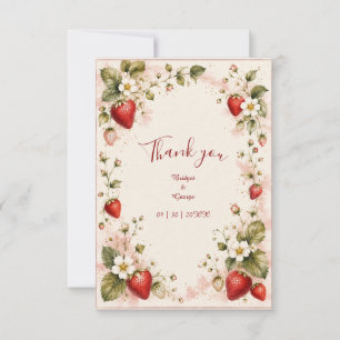 Elegant cottagecore berry blush floral Wedding Thank You Card