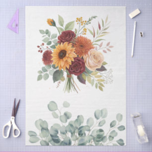 Elegant Cottagecore Fall Floral Bouquet Decoupage Tissue Paper