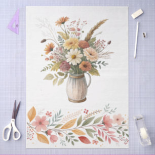Elegant Cottagecore Fall Floral Bouquet Decoupage Tissue Paper