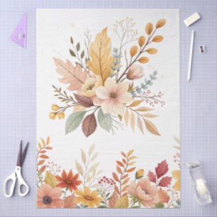Elegant Cottagecore Fall Floral Bouquet Decoupage Tissue Paper