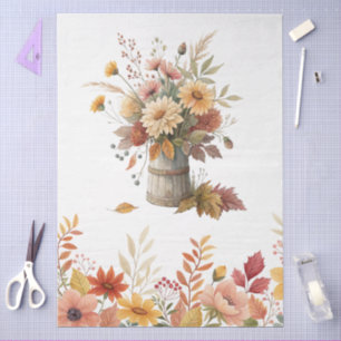 Elegant Cottagecore Fall Floral Bouquet Decoupage Tissue Paper