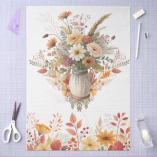 Elegant Cottagecore Fall Floral Bouquet Decoupage Tissue Paper