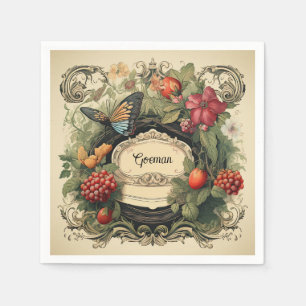 Elegant Cottagecore Garden Berries Personalised Napkin