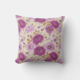 Elegant Cottagecore Purple Floral Cushion