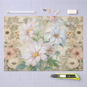 Elegant Cottagecore Watercolor Daisies Collage Tissue Paper