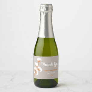 Elegant Cotton Branch “Thank You” Custom  Sparklin Sparkling Wine Label
