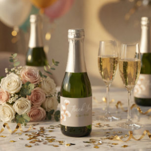 Elegant Cotton Branch “Thank You” Custom Sparkling Wine Label