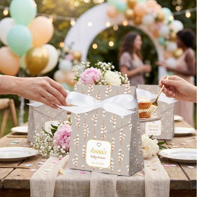 Elegant Cotton Floral Baby Shower Favour Box (Creator Uploaded)