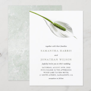 Elegant Cotton White Peace Lily Wedding Invitation