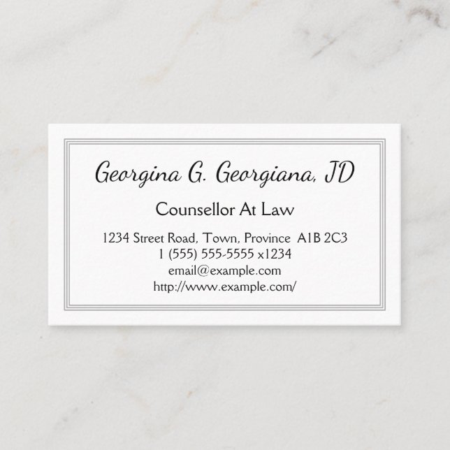 Elegant Counsellor At Law Business Card (Front)