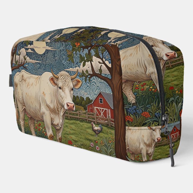 Elegant country chic boho cow farm dopp kit (Right Corner)