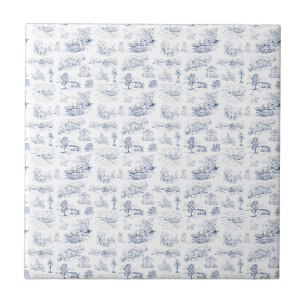 Elegant Country Farmhouse Vintage French Blue Tile