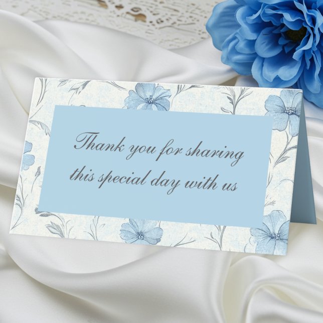 Elegant Country Garden Floral Blue Wedding Place Card (Creator Uploaded)
