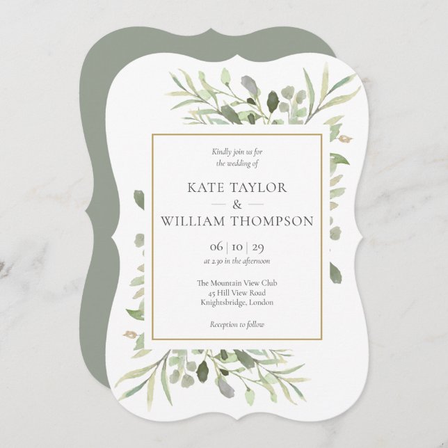 Elegant Country Greenery Wedding Invitation (Front/Back)