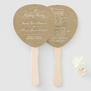 Elegant Country Kraft Wedding Program Template Hand Fan