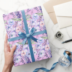 Elegant Country Lavender Floral Light Pink Wrapping Paper